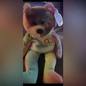 Ty Multicolor Peace Symbol Bear Plush